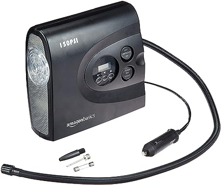 AmazonBasics Compact Portable 12V 150 PSI Digital Tyre Inflator with Carrying Case