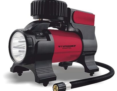 Bergmann Typhoon Digital Heavy-Duty Metal Tyre Inflator with Auto Cut-Off & LED Light (BCT-150D) - Wine Red